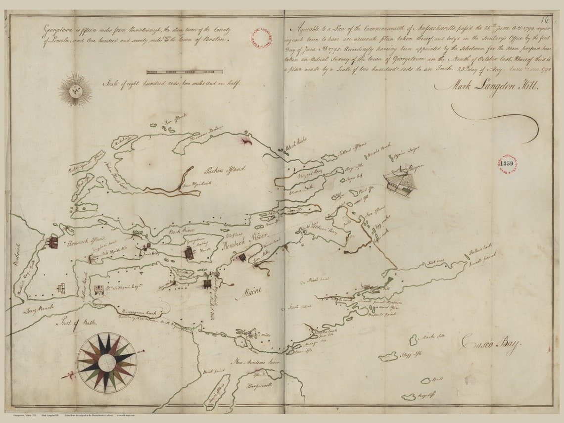 Maine 1795 Map Reprint Maine Cities Other Etsy