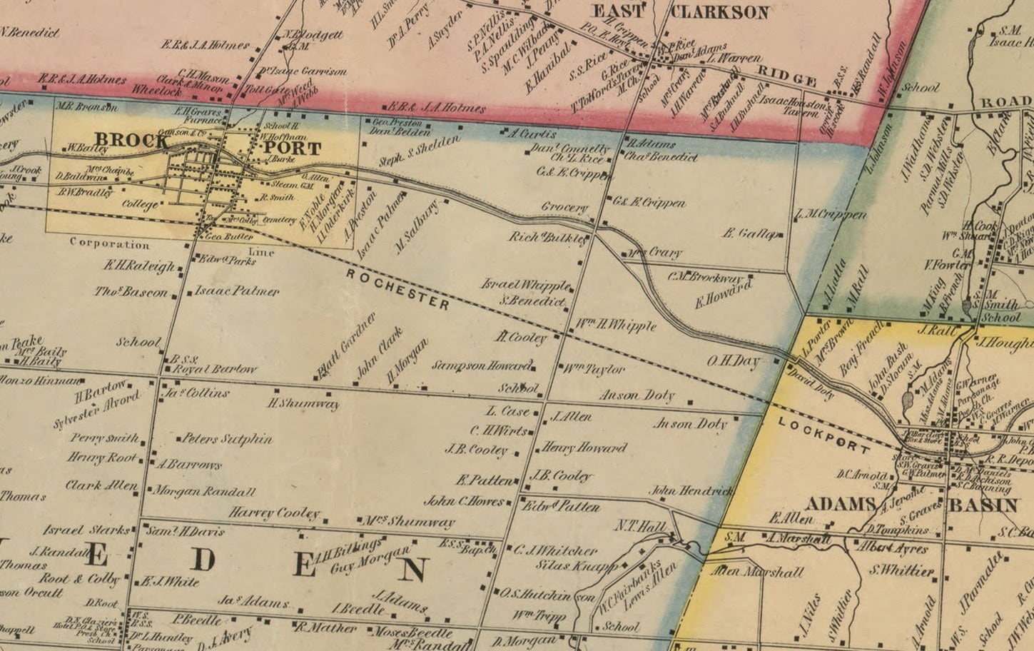 Monroe County New York 1852 Old Wall Map Reprint with Etsy