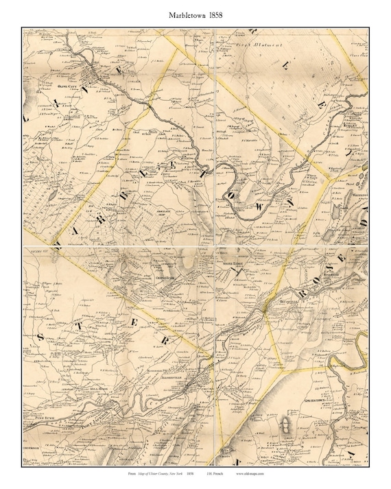 Marbletown New York 1858 Map Homeowners Names Cripplebush Etsy