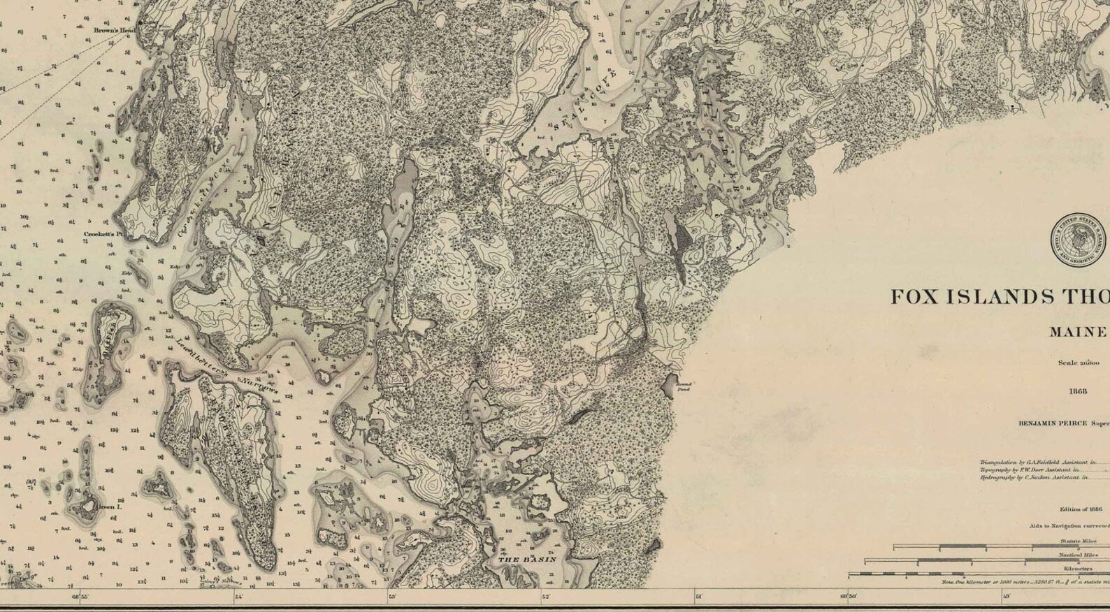 Fox Islands Thoroughfare 1871 Maine Nautical Map Harbors 3 Etsy