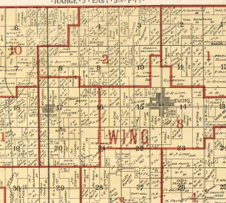 Franklin County Illinois 1900 Old Wall Map Reprint With Etsy