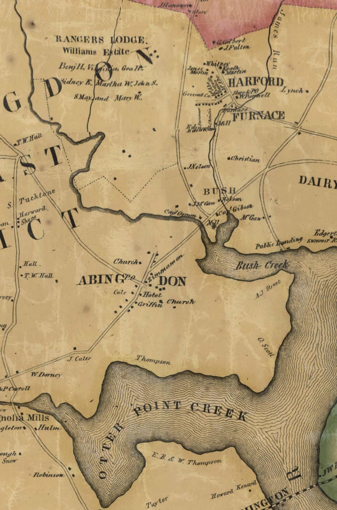 Harford County Maryland 1858 by Jennings & Herrick Old Wall Etsy