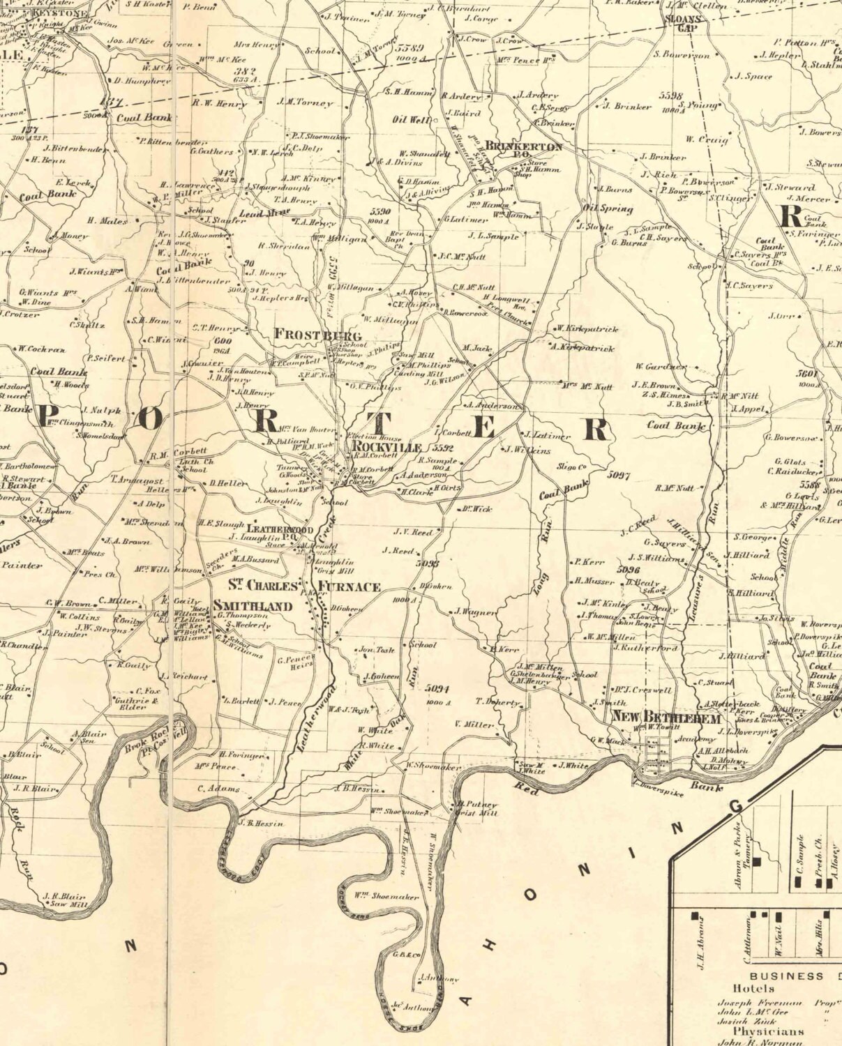 Clarion County Pennsylvania 1865 BW Old Wall Map With Etsy