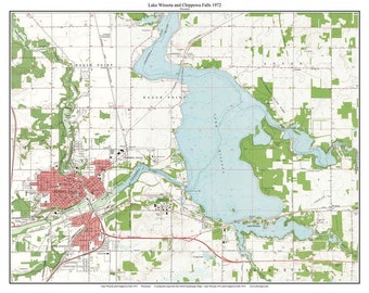 Lake Wissota  Chippewa Falls 1972 - USGS Old Topographic Map  Custom Composite Wisconsin 5