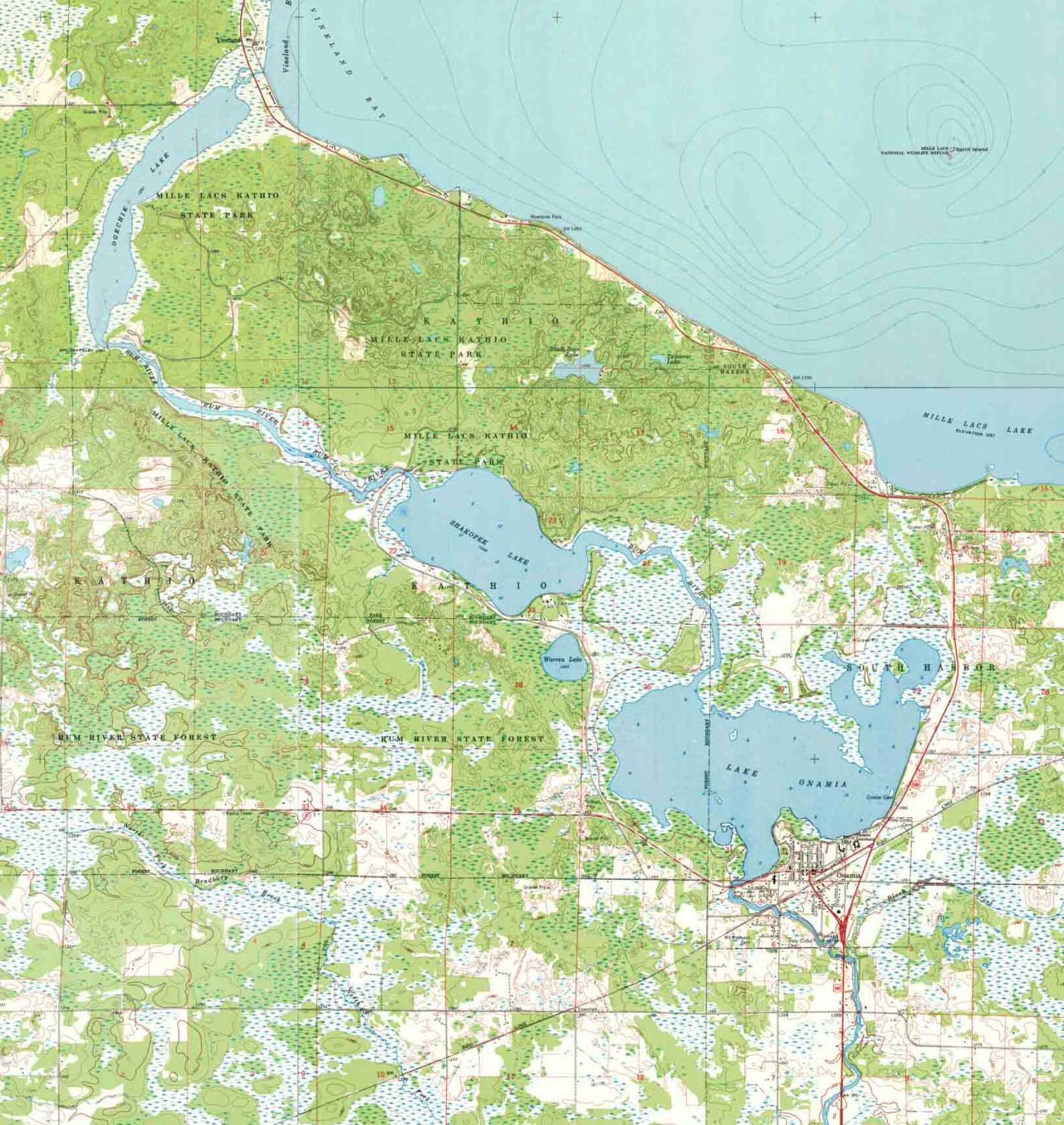 Mille Lacs Lake Ca 1970 Old Topographic Map USGS Custom - Etsy