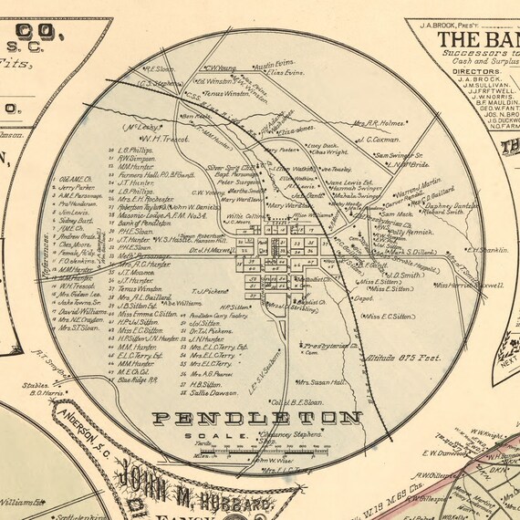 Pendleton Village 1897 Old Town Map With Homeowner Names South Etsy