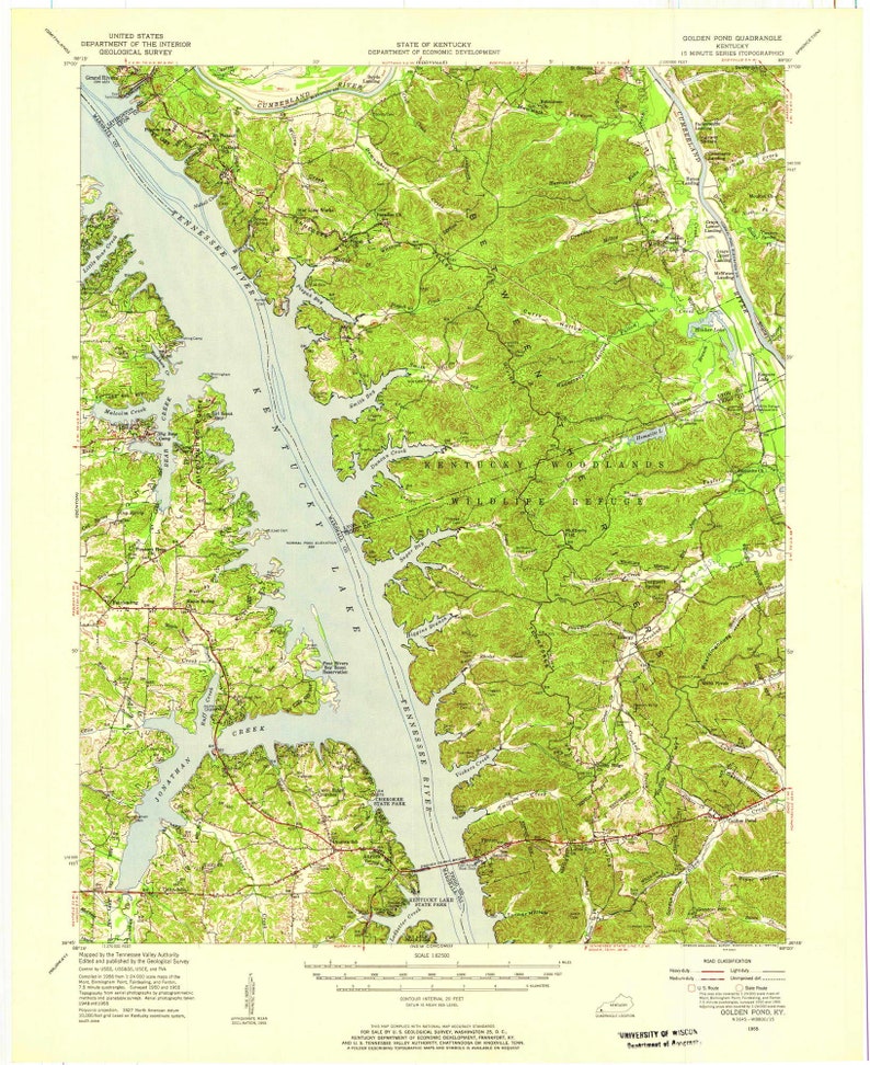 Golden Pond 1955 1957 Old Topo Map Kentucky Lake Etsy
