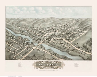Orange Massachusetts 1878 Birds Eye View MA Reprint