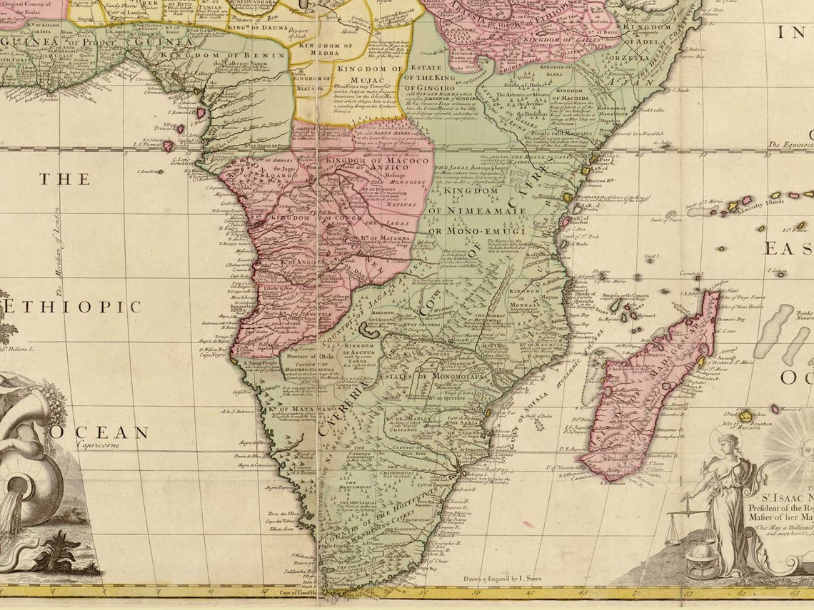 Africa Ca. 1725 Old Map Senex English Reprint | Etsy