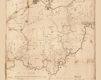 Ohio  1804 - Map showing Indian Lands and Villages -  One Year after Statehood - Putnam - State Reprint