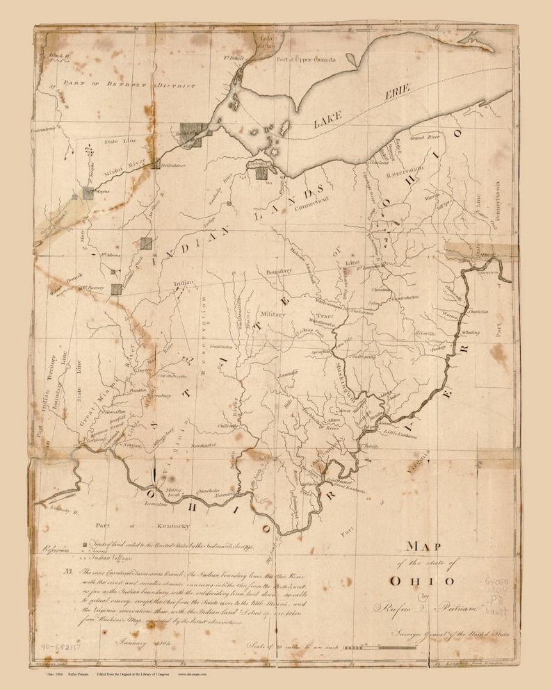 Ohio 1804 Map Showing Indian Lands and Villages One Year Etsy