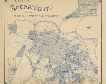 Sacramento City 1915 - Old Map Reprint - California Cities