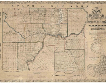 Warren County PA 1838 Old Map - Genealogy Reprint