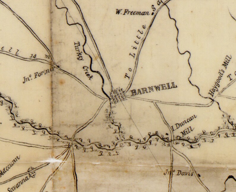 Barnwell District South Carolina 1825 County Wall Map Etsy