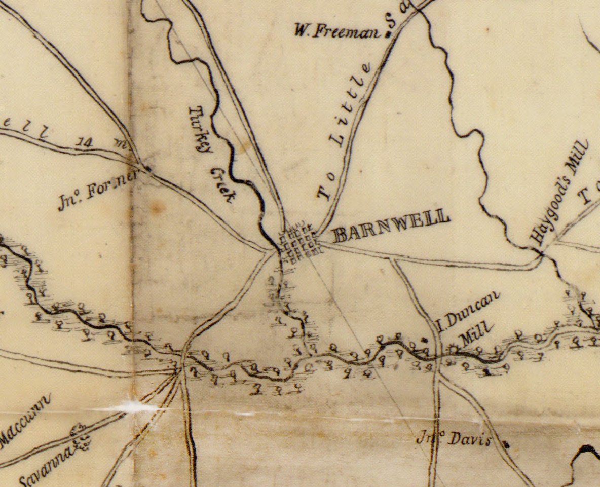 Barnwell District South Carolina 1825 County Wall Map Etsy