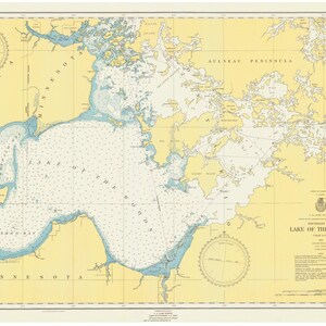 Lake of the Woods 1951 - Nautical Map Reprint -Great Lakes Harbors - Minnesota and Ontario Border Lakes -8 - 84 14999