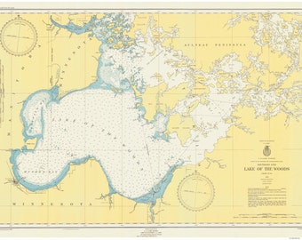 Lake of the Woods 1951 - Nautical Map Reprint -Great Lakes Harbors - Minnesota and Ontario Border Lakes -8 - 84 14999