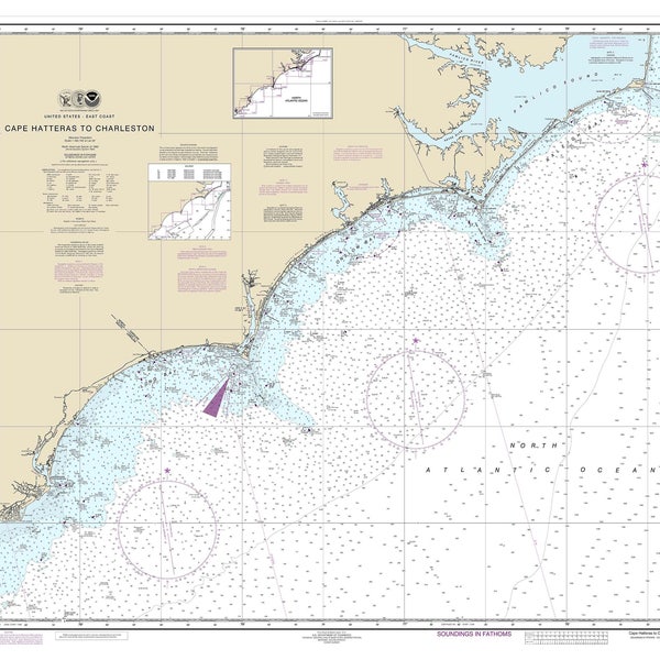 Cape Hatteras to Charleston Light - 2013 - Nautical Map  - Wilmington - Reprint General - Chart 1110