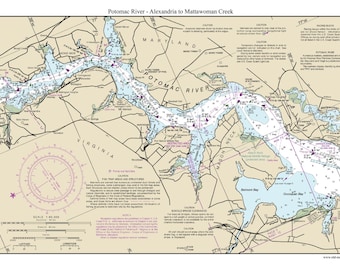 Alexandria to Mattawoman Creek 2013 Nautical Chart - Potomac River - Print Delaware-Maryland Harbors 2-2-12285a Potomac Custom 3