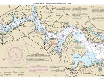 Upper Potomac River Map Alexandria To Mattawoman Creek 2013 Nautical Chart Potomac | Etsy