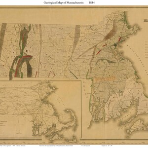 Massachusetts Geological Map 1844 - Borden    Reprint - MA State
