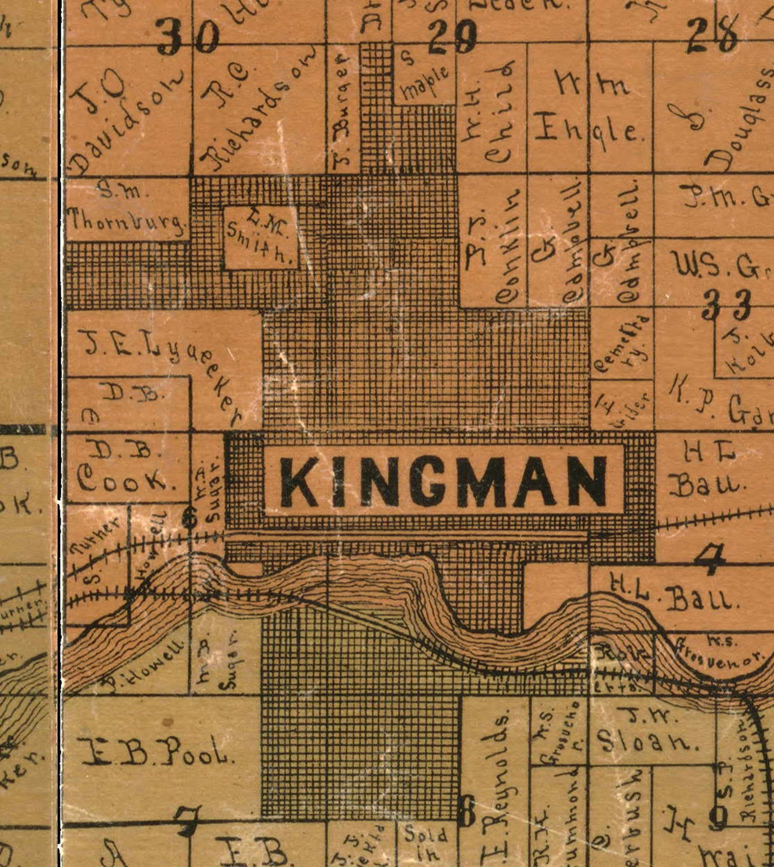 Kingman County Kansas 1887 Old Wall Map Reprint Etsy