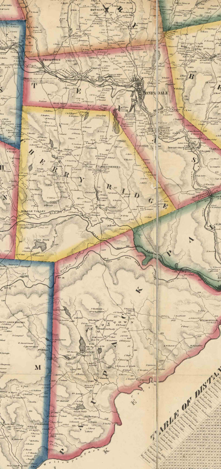 Wayne County Pennsylvania ca. 1860 Wall Map with Etsy