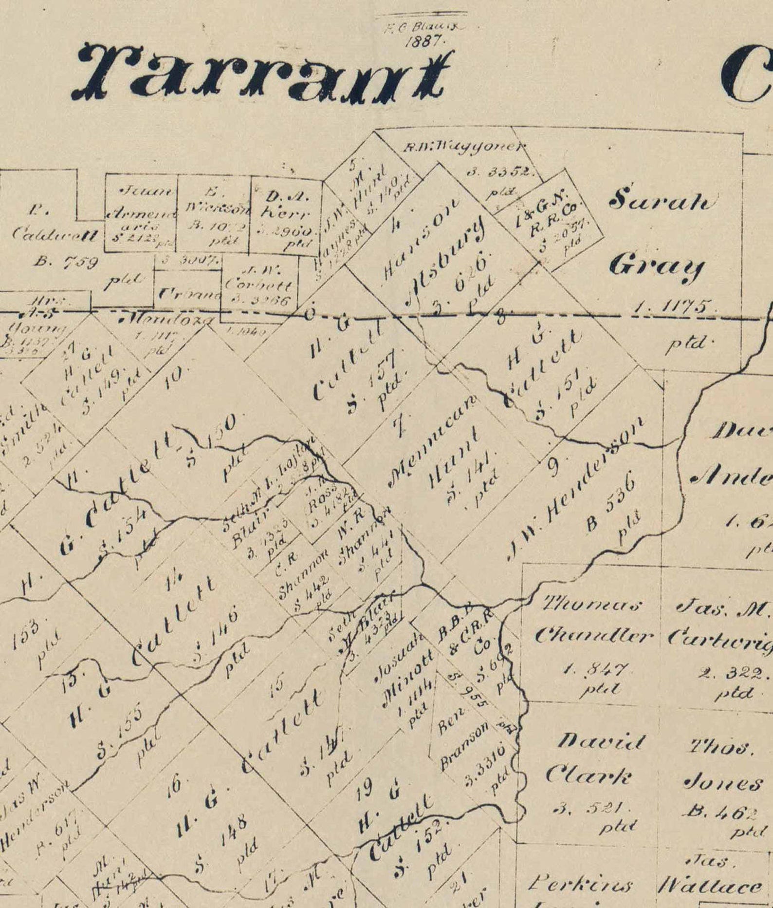 Johnson County Texas 1887 Old Wall Map Reprint With Land Etsy