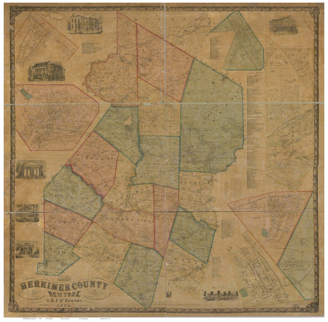 Herkimer County New York 1859 Old Wall Map Reprint With Homeowner Names