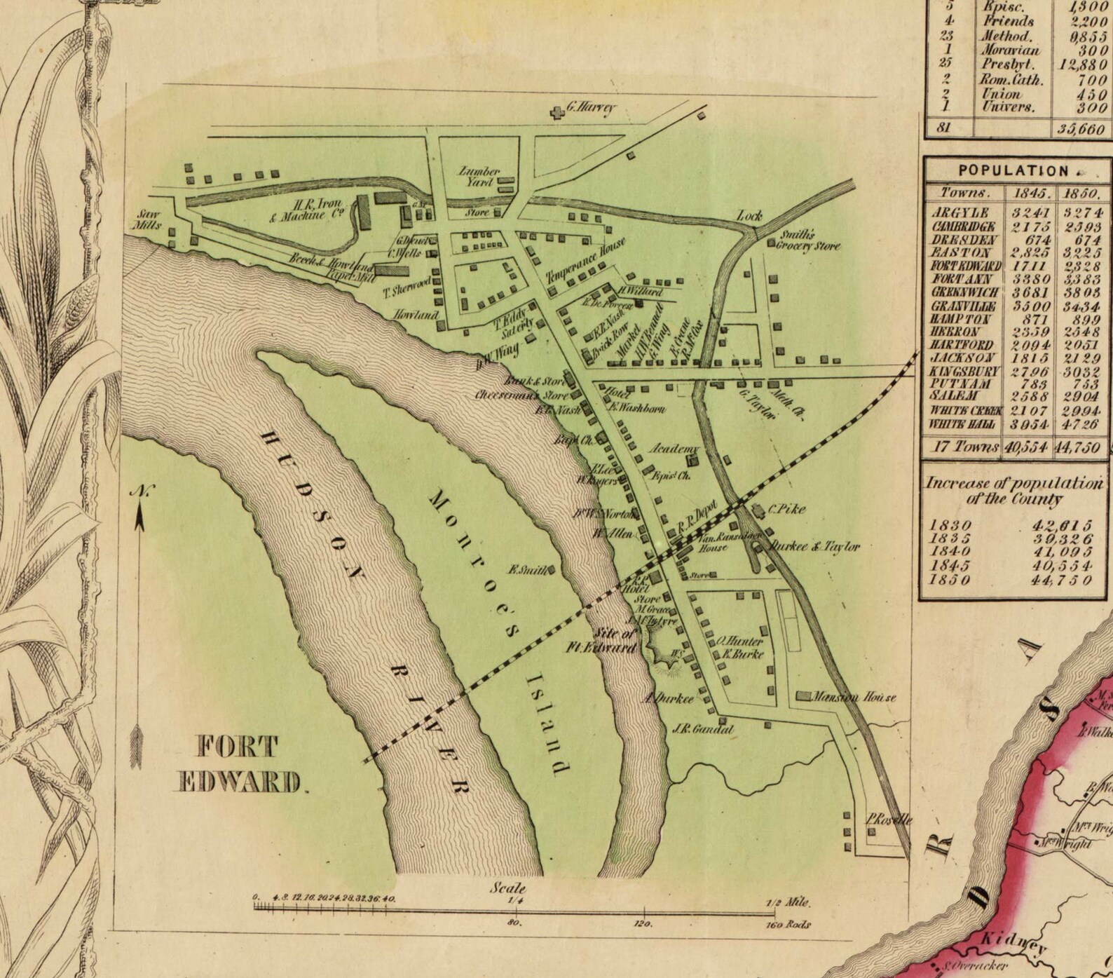 Washington County New York 1853 Old Wall Map Reprint With Etsy