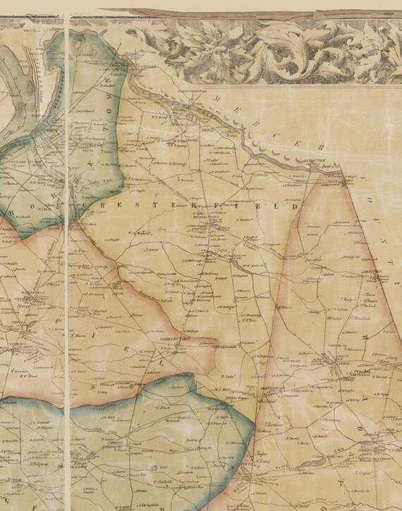 Chesterfield 1859 Old Town Map with Homeowner Names | Etsy