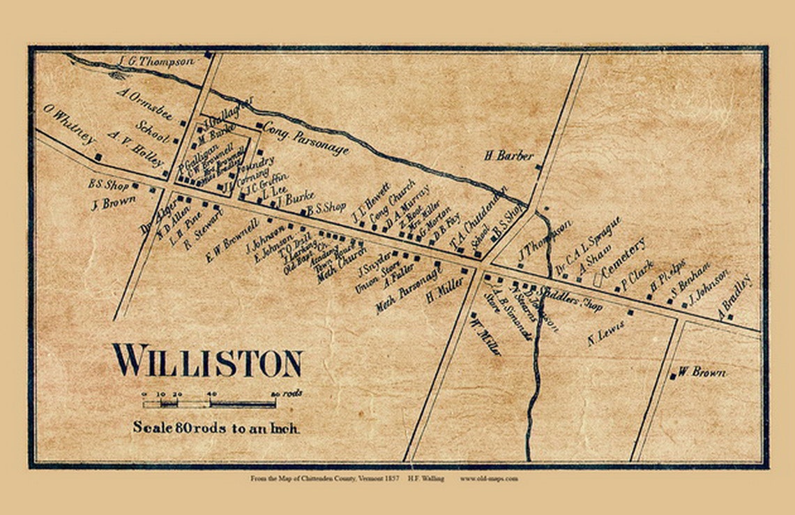Williston Village 1857 Old Town Map With Homeowner Names Etsy UK