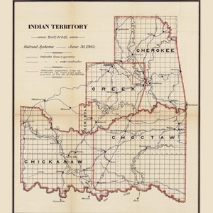 Oklahoma Indian Territory - Railroad Systems 1903 Old Map Reprint - Oklahoma Regional 2