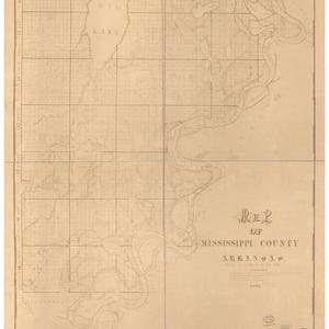 Mississippi County  Arkansas 1879 -  Old Wall Map with Landowner Names -  Reprint