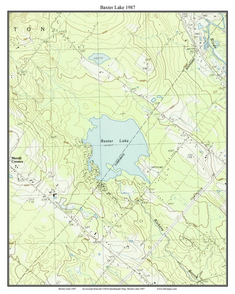 Baxter Lake 1987 Old Topographic Map USGS Custom Composite Reprint New Hampshire Lake Winni Area image 1