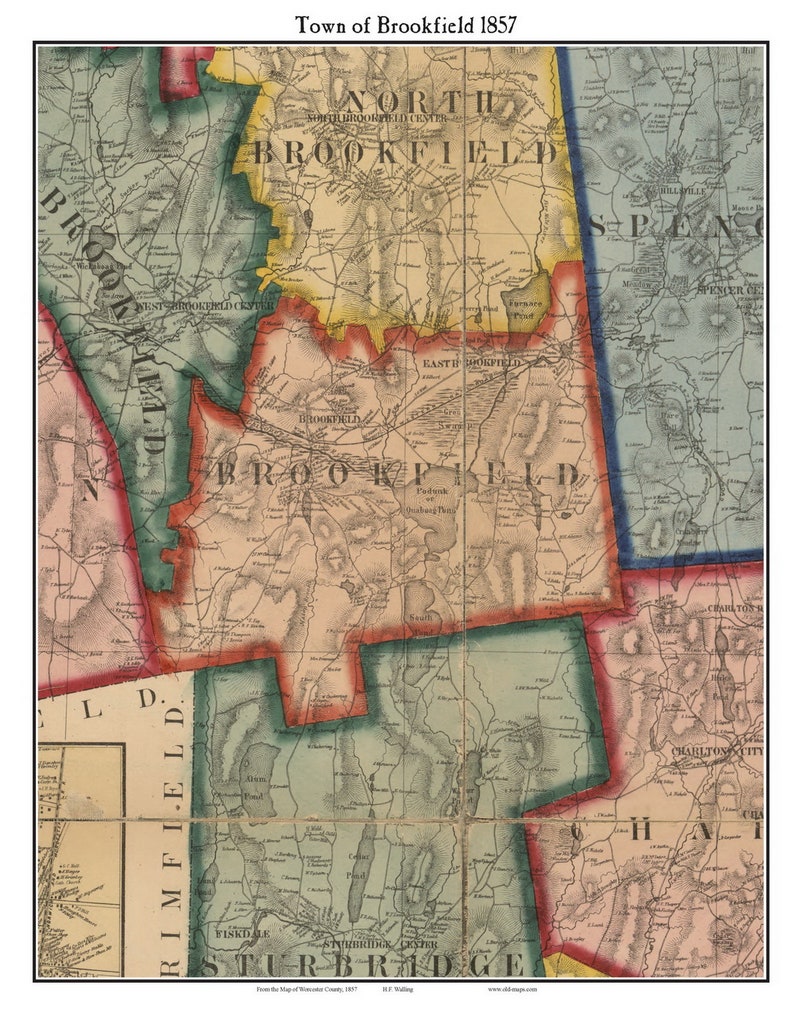 Brookfield 1857 Old Town Map with Homeowner Names Etsy