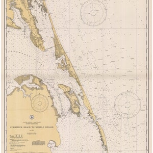 Currituck Beach to Wimble Shoals - 1936 Outer Banks Kitty Hawk Nag&#39;s Head North Carolina - Nautical Map- Reprint  80000 AT Chart 137 - 1229