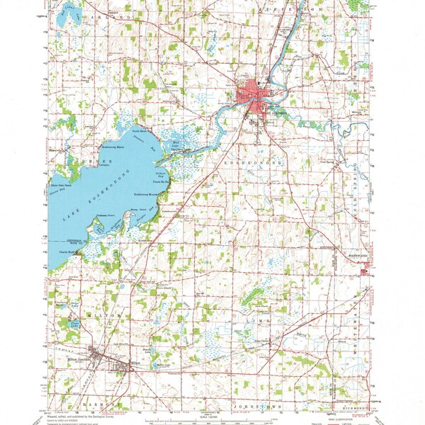 Lake Koshkonong Map Etsy