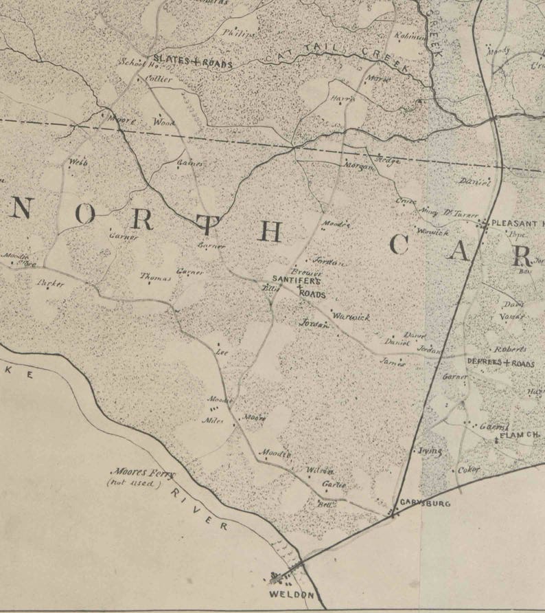 Greensville County Virginia 1864 Old Wall Map With Etsy