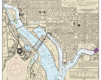 Washington DC Downtown 2013 Nautical Chart - Potomac River - Print Maryland-Virginia Harbors 2-2-12285a Potomac Custom 5