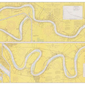New Orleans to Baton Rouge -- Mississippi River - 1973  Nautical Map - Louisiana  - Reprint - AC Harbors  -  AL-TX 6-7 - 650-11370