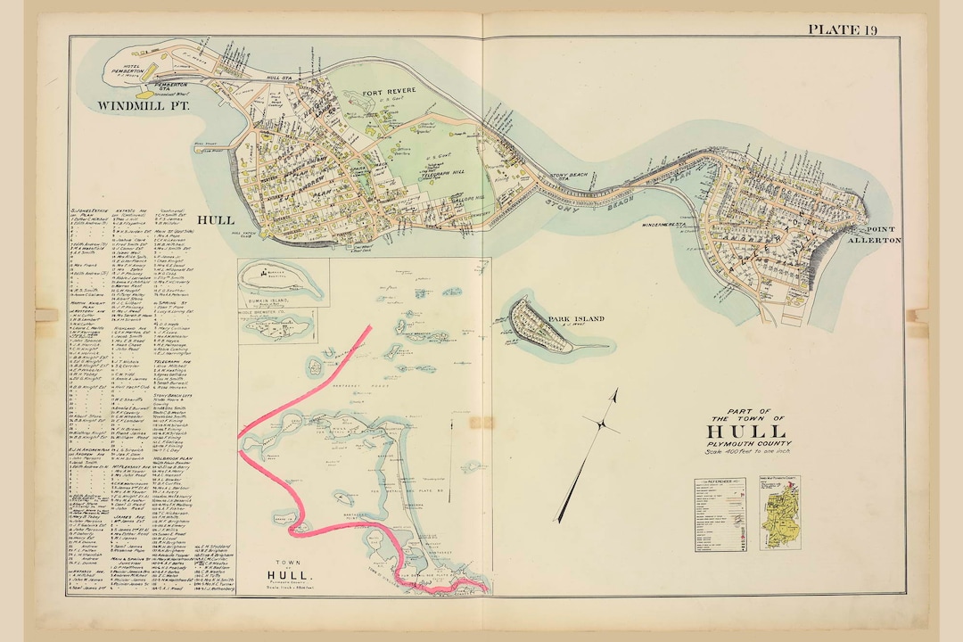 Hull Part 1, Massachusetts 1903 Old Town Map Reprint, Park Island ...
