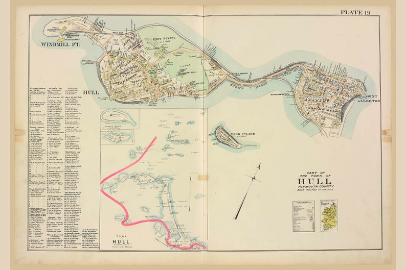 Hull Part 1, Massachusetts 1903 Old Town Map Reprint, Park Island ...