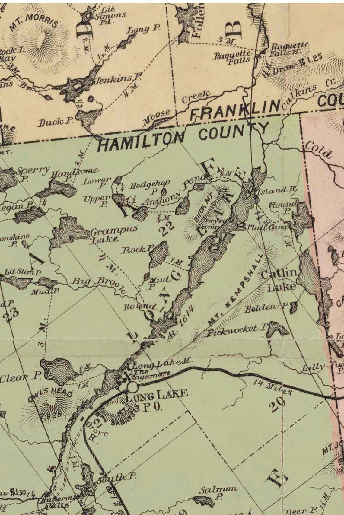 Hamilton County New York 1888 Old Map Custom Reprint Etsy