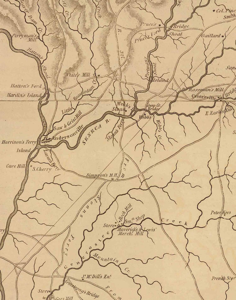 Pendleton District South Carolina 1825 Old County Wall Map Etsy