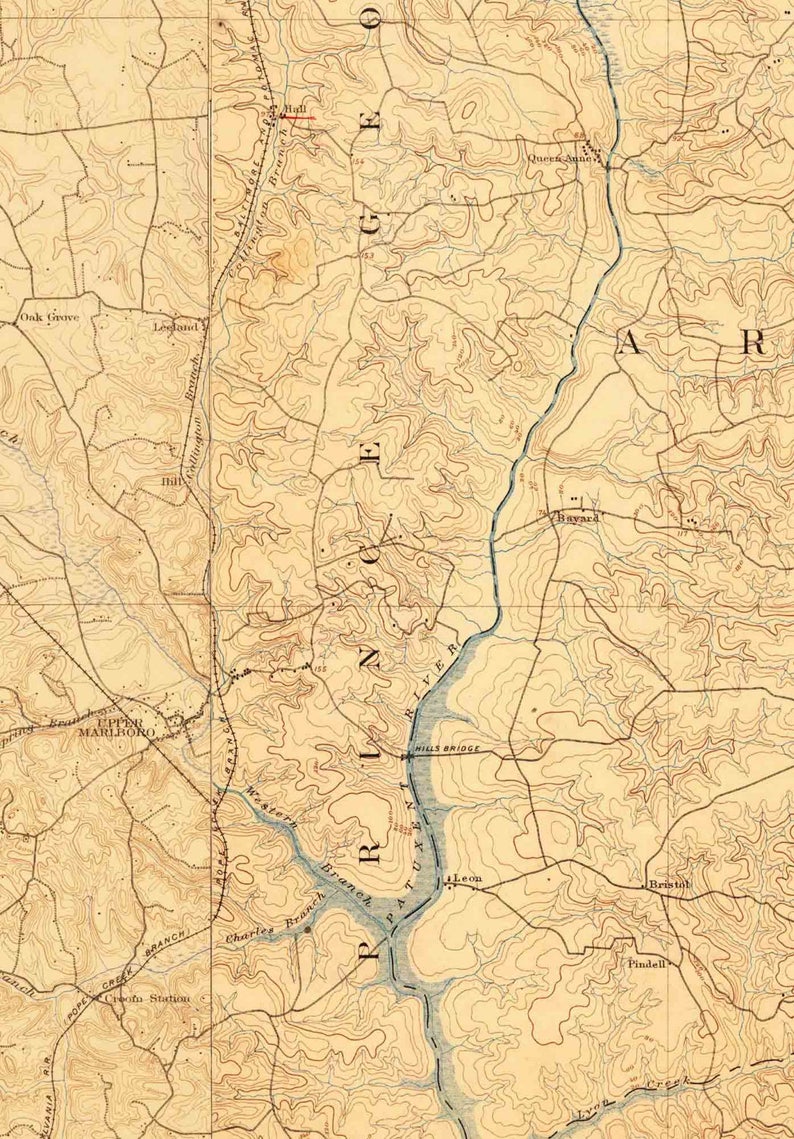 Anne Arundel County 1894 Old Topographic Map USGS Custom Etsy