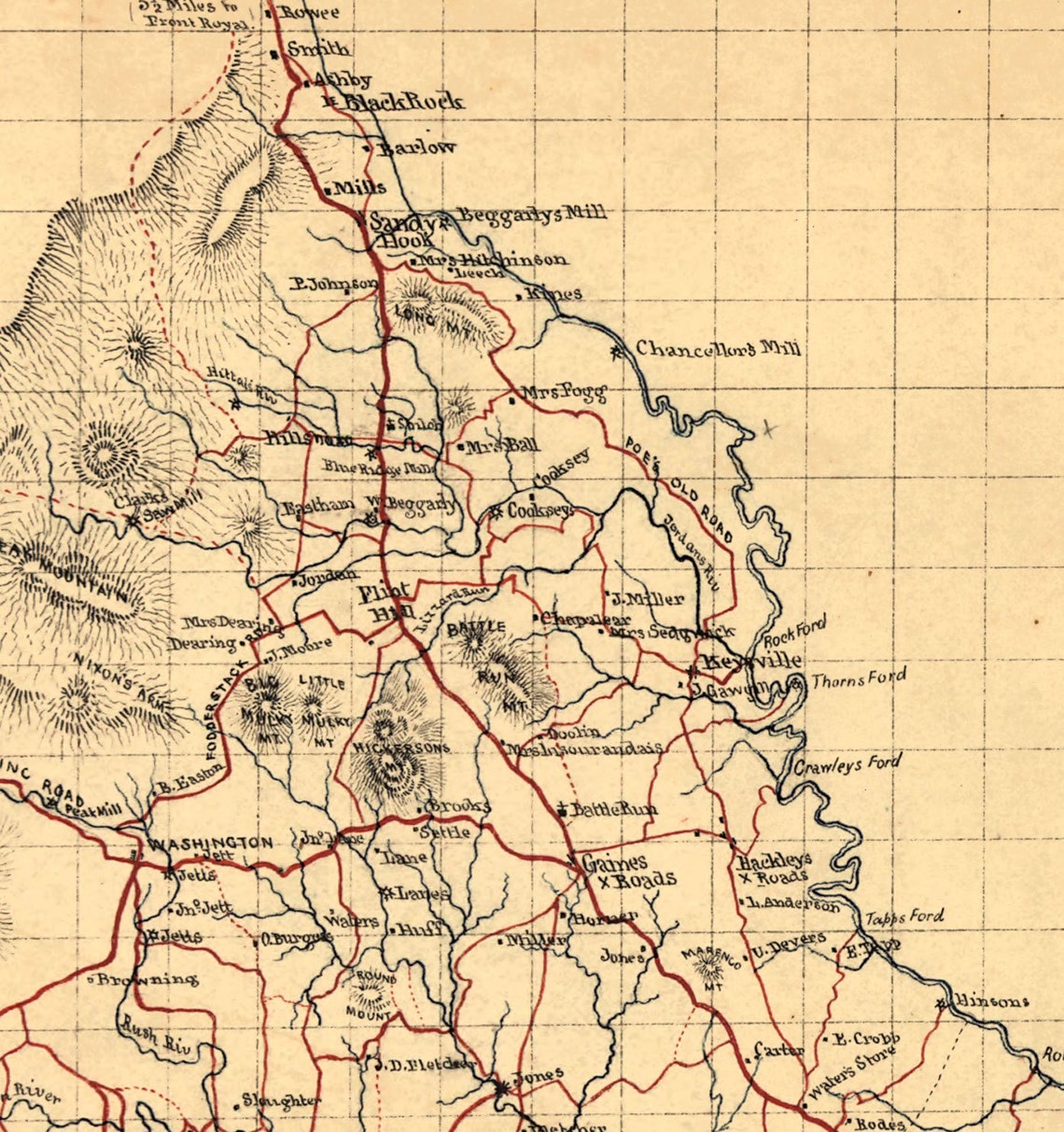 Rappahannock County Virginia 1863 Old Wall Map With Etsy