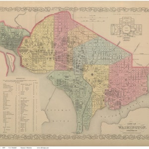Washington DC - 1859- City Map - Mitchell - Reprint