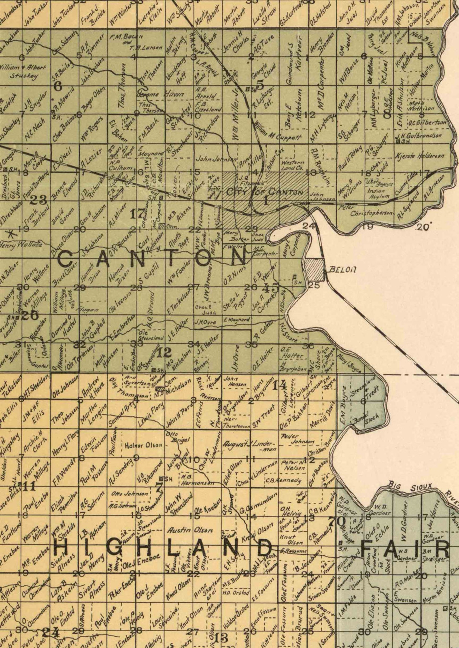 Lincoln County South Dakota 1900 Old Wall Map with Etsy
