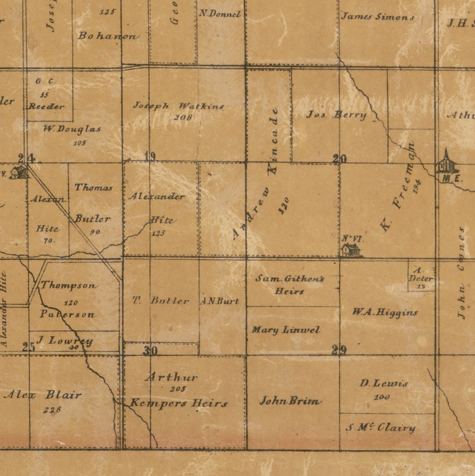 Rush County Indiana 1856 Old Wall Map Reprint With Landowner Etsy